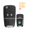 2 button 7941 ID46 chip 433Mhz Opel remote key G4  Corsa D 2007 +  Meriva B 2010 +