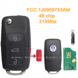 Flip Remote Key Control Fob 315MHz 1K0 959 753 L for Volkswagen 1J0 959 753 DJ 